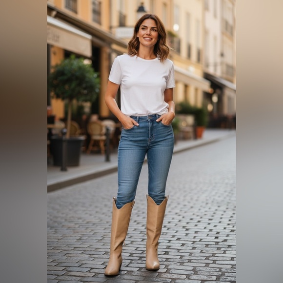 New women’s memory foam camel color knee high boots - Picture 2 of 9